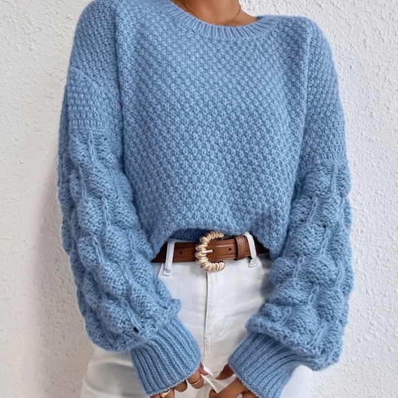 BellanBlue Sweaters - Cozy Blue Knit Oversized Sweater Top